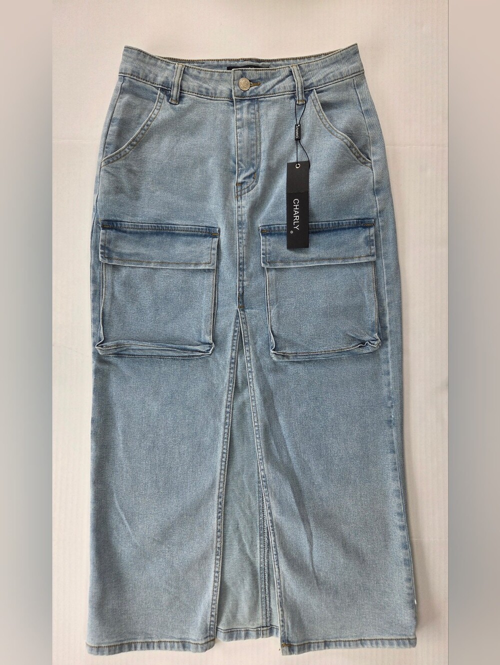 Charly Light Wash Denim Cargo Pocket Skirt UtiIity Streetwear Gorpcore Y2K Cargo